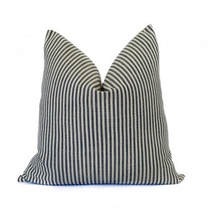 Gray Beige Stripe Pillow Cover: Perennials Easy Clean Indoor Outdoor Cushion