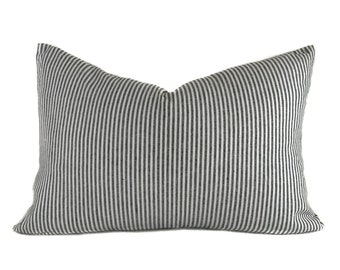 SALE Black and White Ticking Stripe Pillow Cover | RFTSB , Throw Pillows Pillow Covers