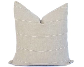 Sand Beige Linen Pillow Cover, Vintage Designer Throw Pillow | Neutral Decorative Cushion Cover | Modern Organic Living Room Decor