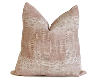 Blush Pink Linen Designer Pillow Cover: Textured Throw Cushion Cover