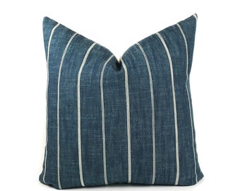 Blue and White Stripe Pillow Cover | Designer Pillow | Modern Farmhouse | No405x