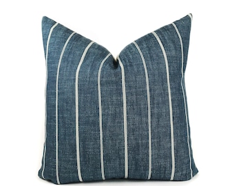 Blue and White Stripe Pillow Cover | Designer Pillow | Modern Farmhouse | No405x