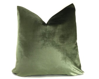 Olive Green Velvet Pillow Cover: Earth Toned Linen Blend