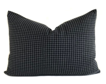 Black and White Woven Lumbar Pillow Cover: Boho Farmhouse Decor