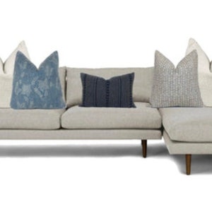 Linen Pillow Cover Set: Coastal Blue, Grey, & Floral Decorative Pillows