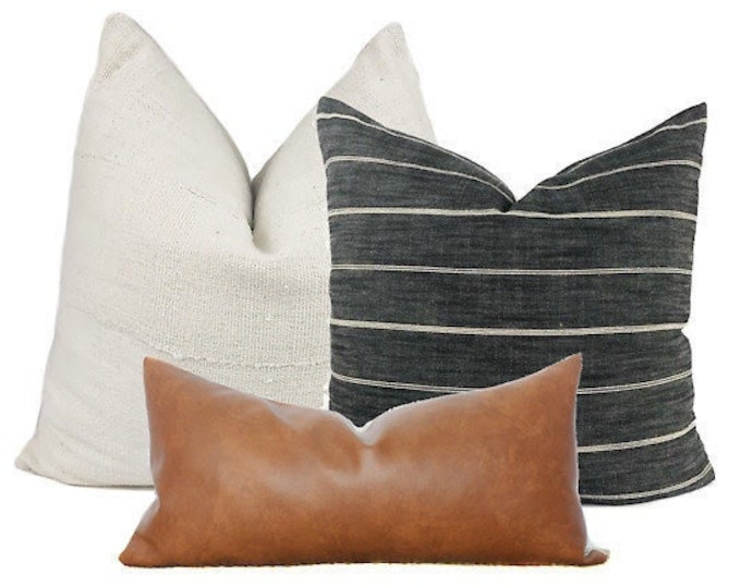 Pillow Combination 4 3 Pillow Covers Cream Mudcloth Pillow Gray Stripe