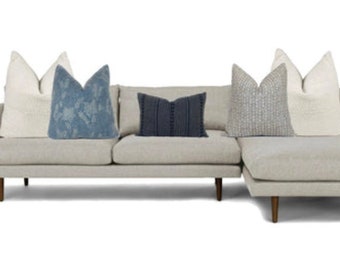 Linen Pillow Cover Set: Blue, Grey, & Floral Decorative Pillows