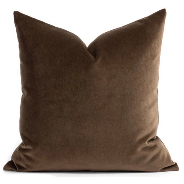 Truffle Velvet Pillow Cover Brown Pillow Cozy Pillow Neutral Home Decor Designer Throw Pillow Decorative Pillow One Affirmation