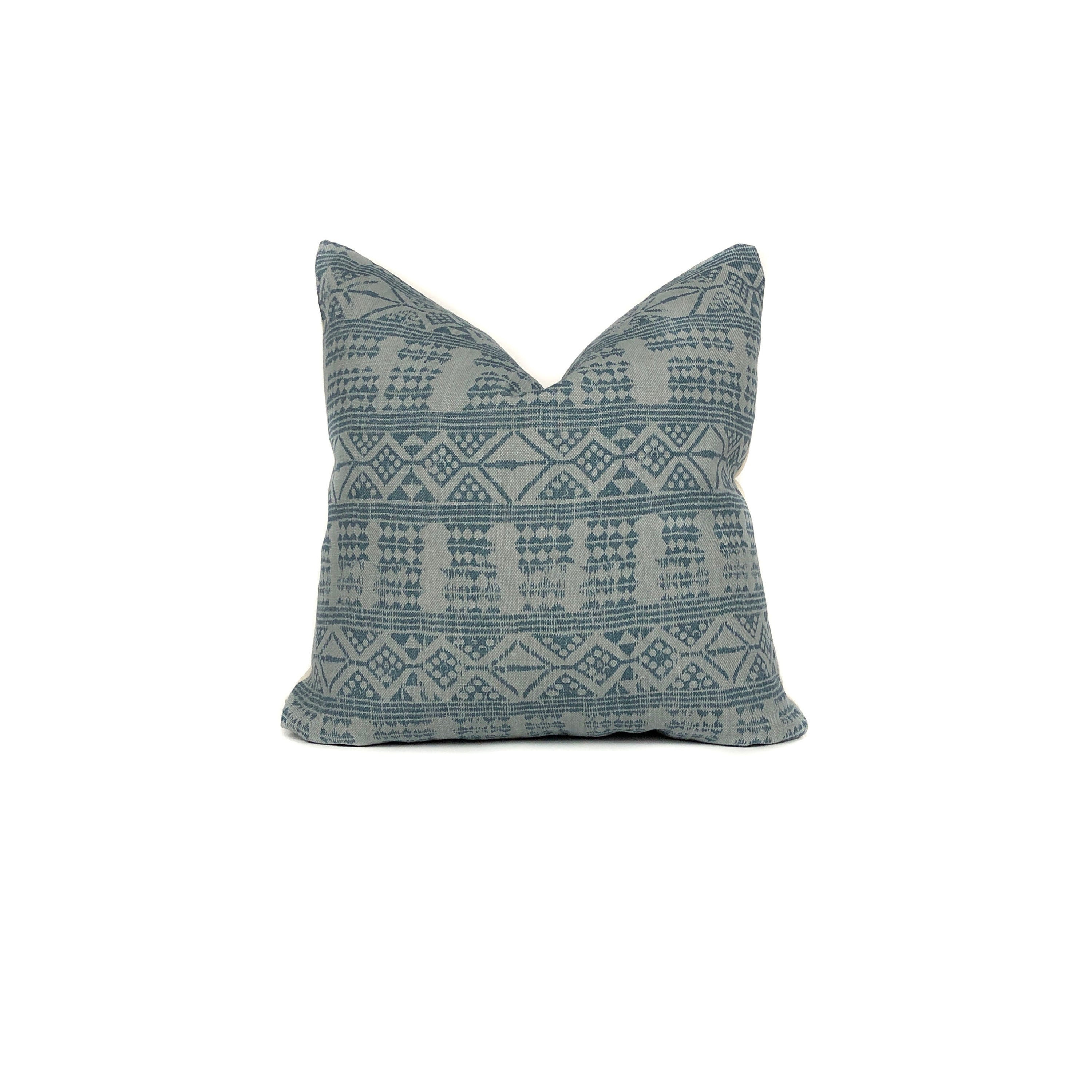 Peter Dunham Teal Geometric Designer Pillow Cover Blue Mist Designer Pillow Cover Throw Pillow Decorative Pillow Linen Decorative Modern