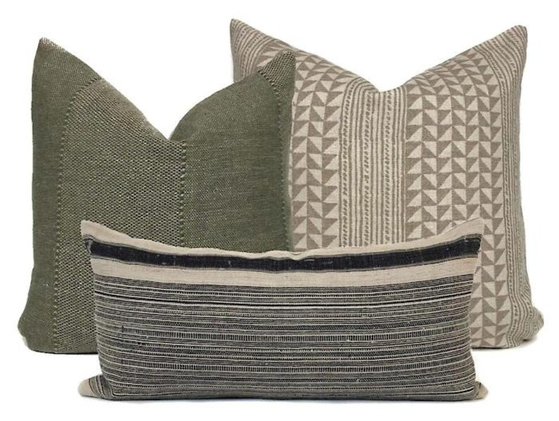 Throw Pillow Set Neutral Pillow Combo 13 Olive Beige Grey Etsy