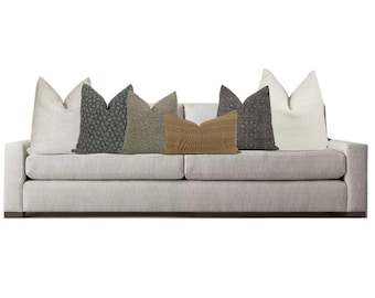 Designer Linen Pillow Cover Set: Rust, Floral, & Mudcloth - Set of 6
