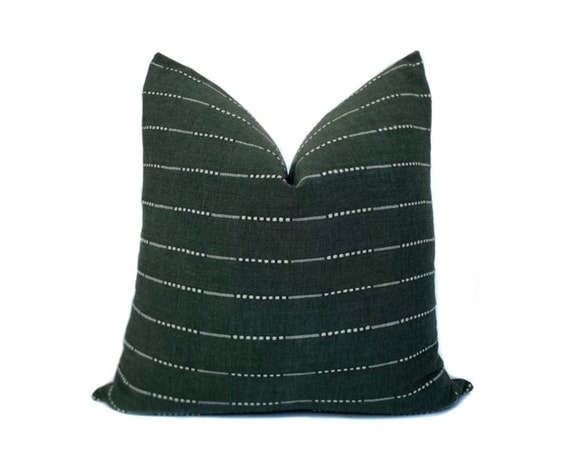 Green Striped Pillow Cushion Cover Woven Cushion Boho Pillow Pattaya Dark Green Throw Pillow One Affirmation Etsy