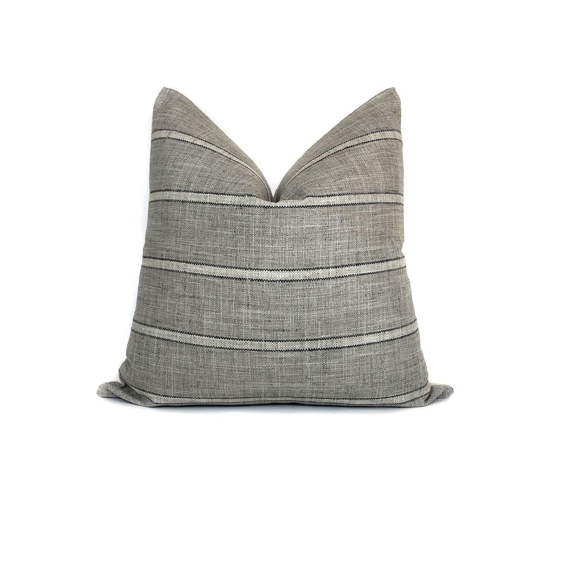 Grey Black and Cream Stripe Pillow Cover Farmhouse Modern Etsy