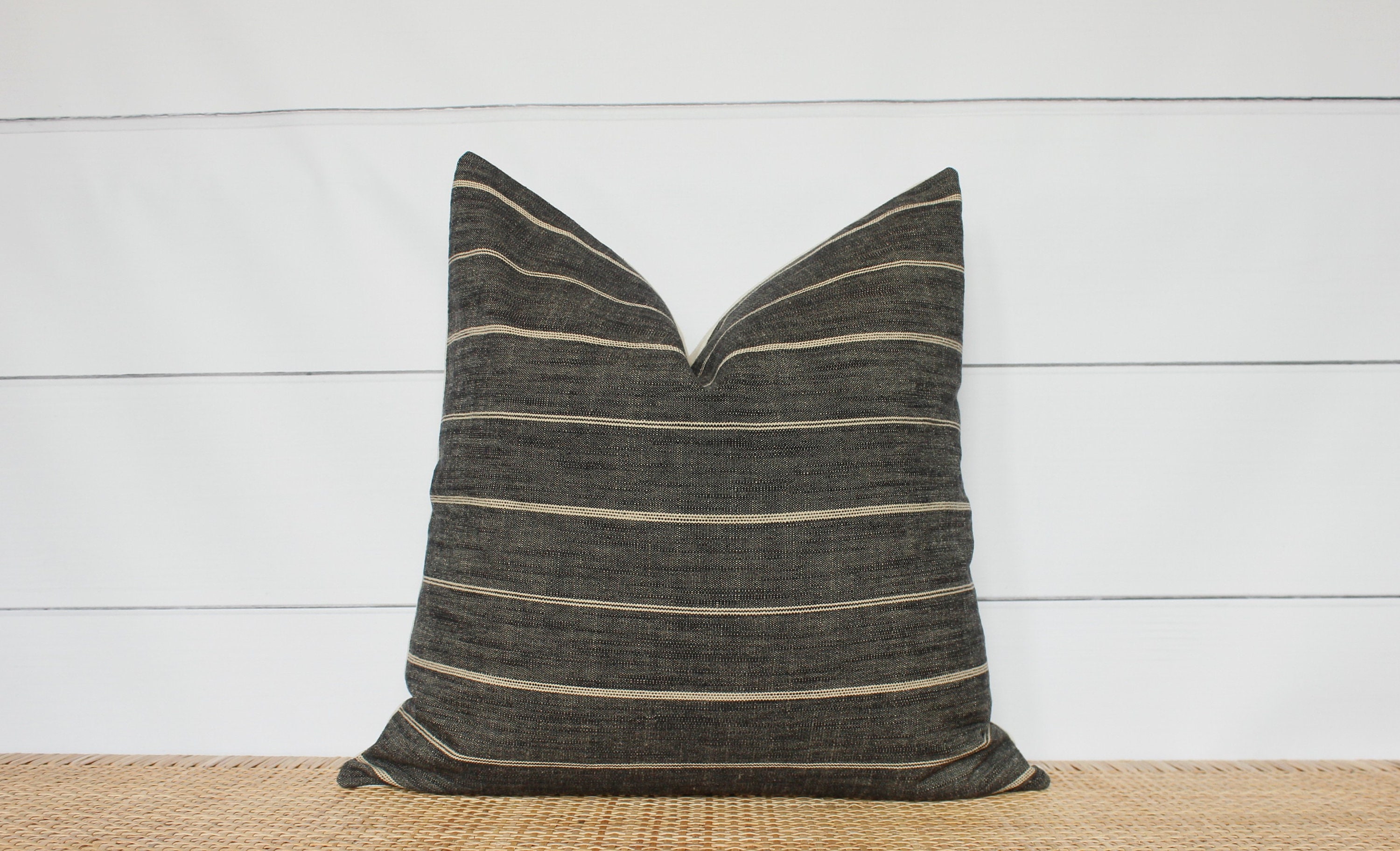 Dark Grey Stripe Pillow Cover 20x20 No304 Etsy