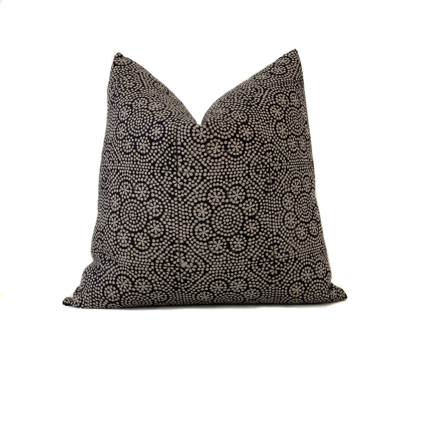 Black Floral Pillow Cover Premium Linen Oriental Moroccan Pattern Statement Cushion Case Couch Sofa Throw Pillow Luxurious Luca Noir Throw Etsy Canada