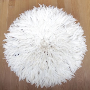 Cream Juju Hat: Bamileke Feather Wall Decor