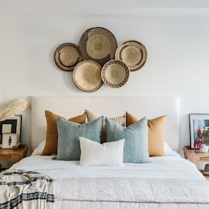 Montecito Pillow Combo | 6 Pillow Covers  Throw Pillows Pillow Covers Linen Designer Pillow Set Bedroom Set Rust and Blue Cushion Covers