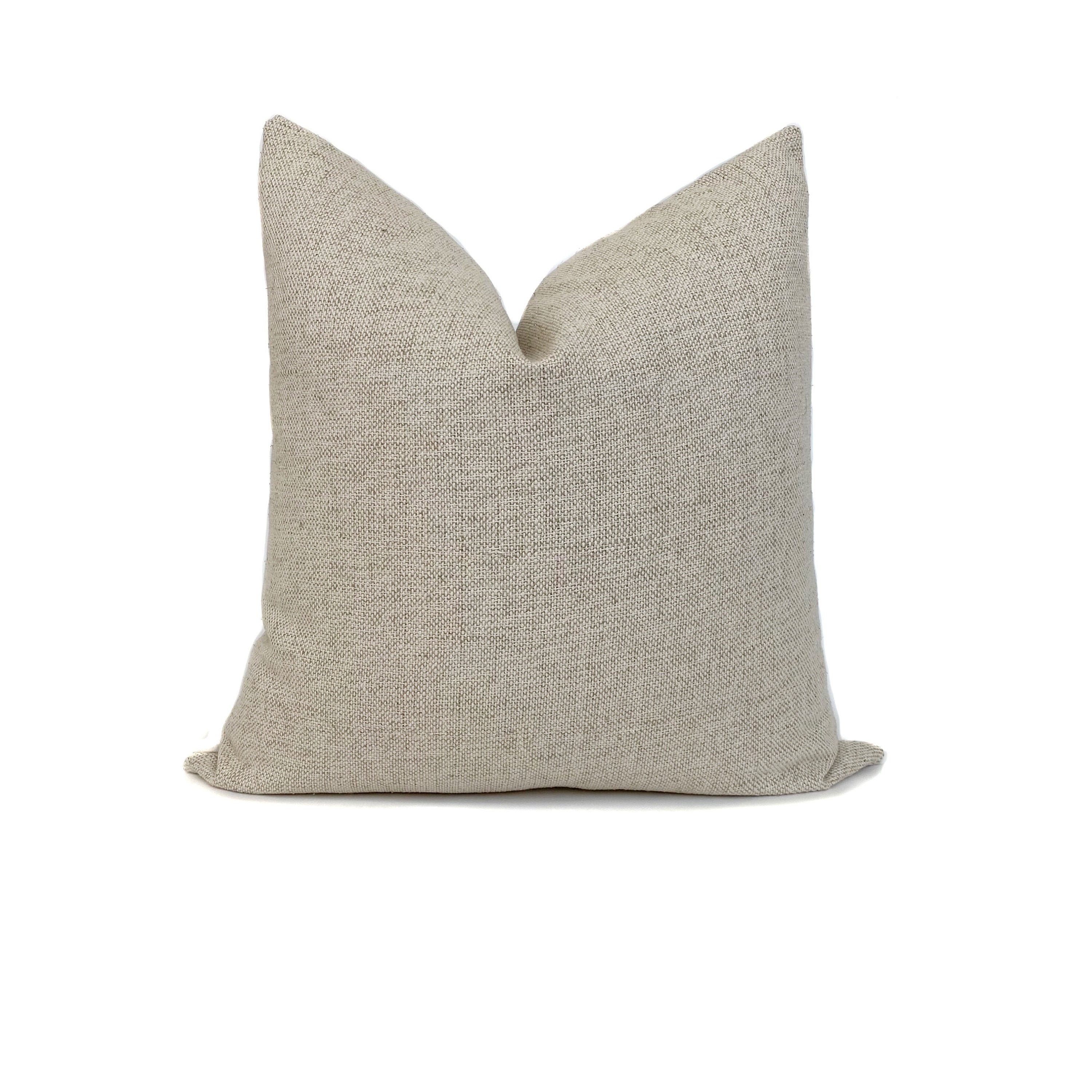 Textured Linen Pillow Cover: Sand Beige Scandinavian Throw Pillow