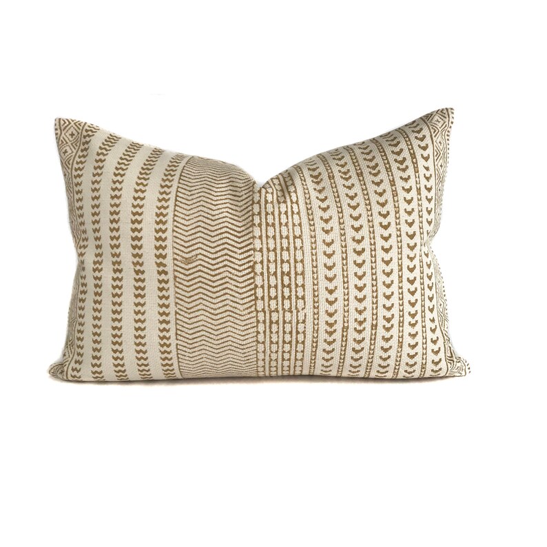 Maya Mustard Lumbar Pillow Cover  Mustard and Cream image 0
