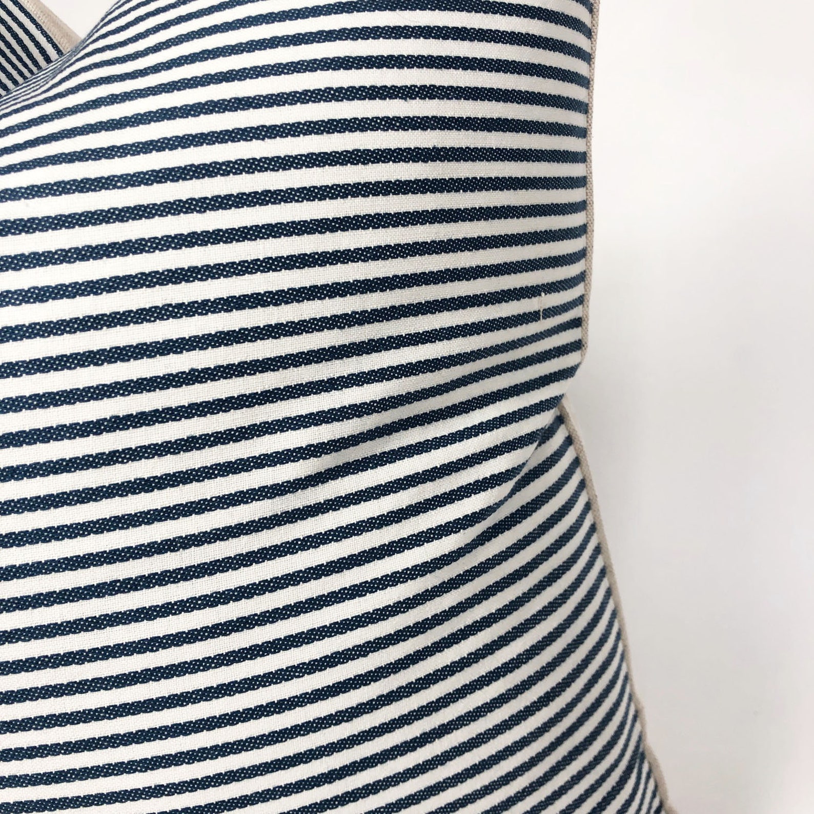 Blue and White Ticking Stripe Pillow Cover Striped Pillow Etsy