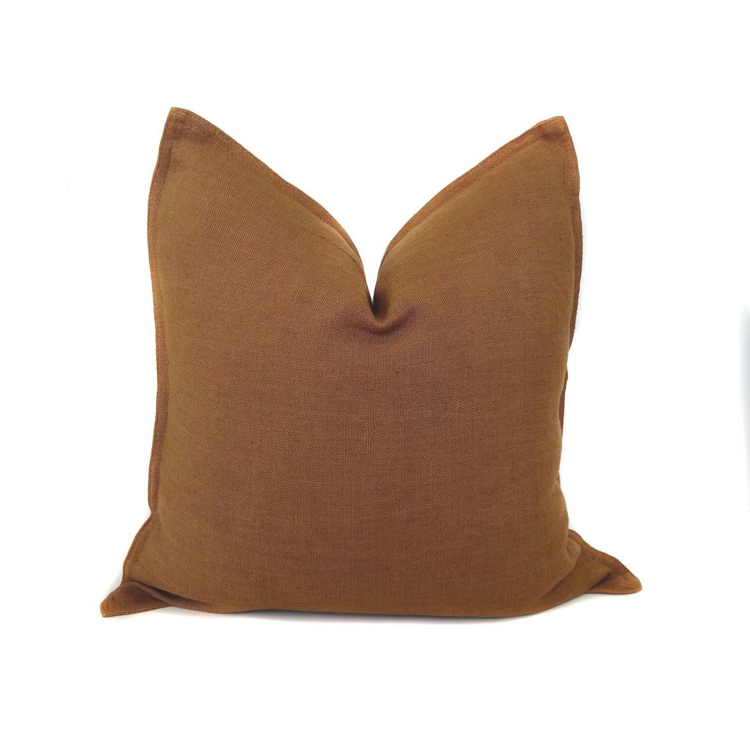 Rust Linen Pillow Cover Linen Pillows Rust Accent Pillow Throw Pillow Home Decor Neutral Linen