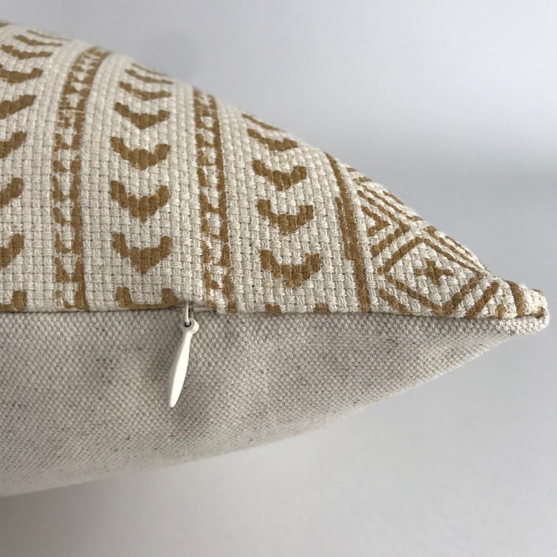 Maya Mustard Lumbar Pillow Cover  Mustard and Cream image 1