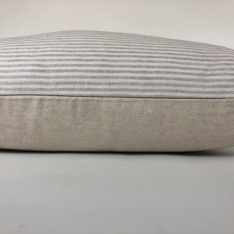 Ticking Stripe Pillow Cover Linen Cotton Blend White Beige Etsy