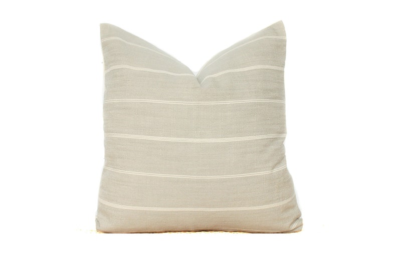 Grey and Cream Stripe Pillow Cover Farmhouse Pillow No315 Etsy