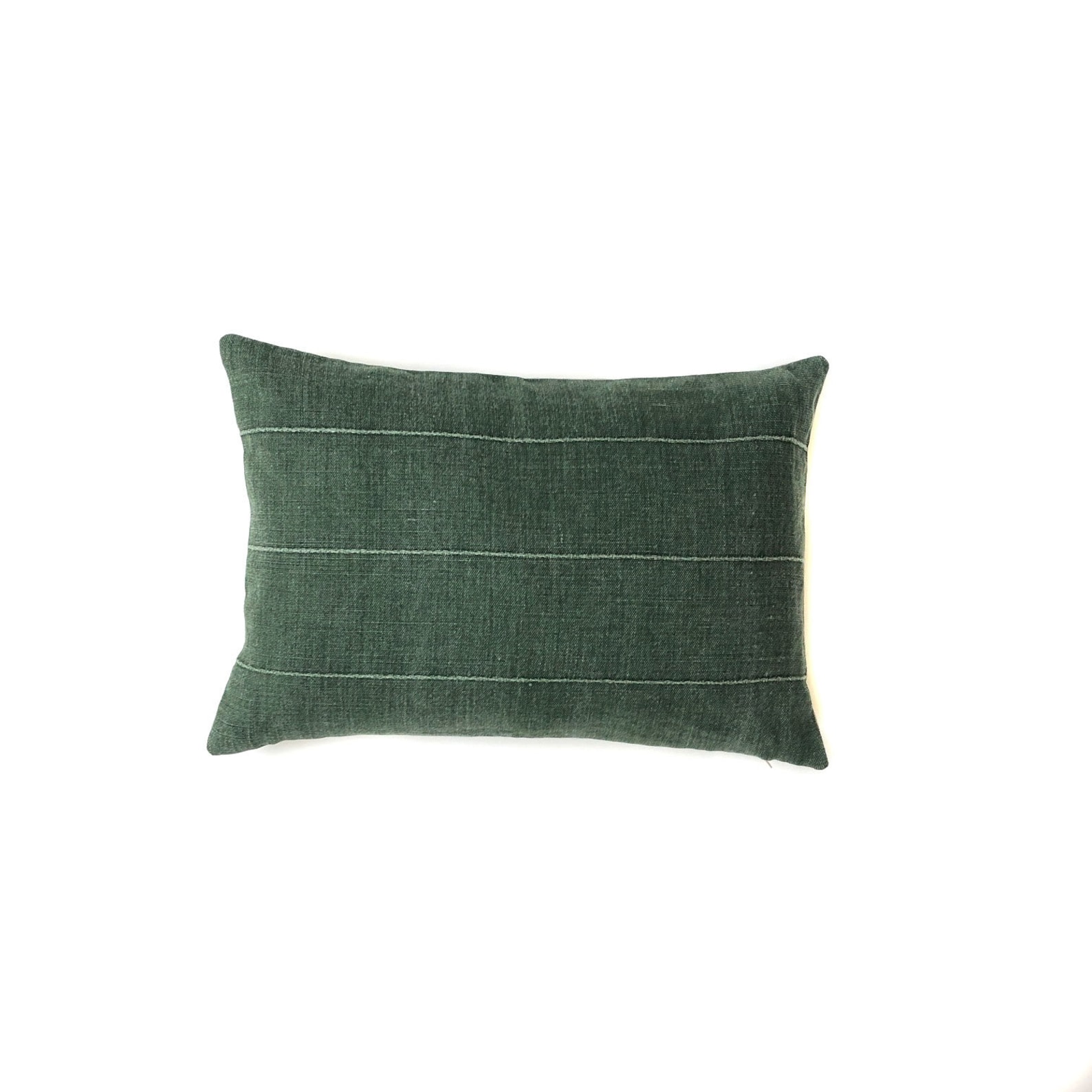 Dark Green Pillow Cover Vintage Retro Plain Solid Premium Linen