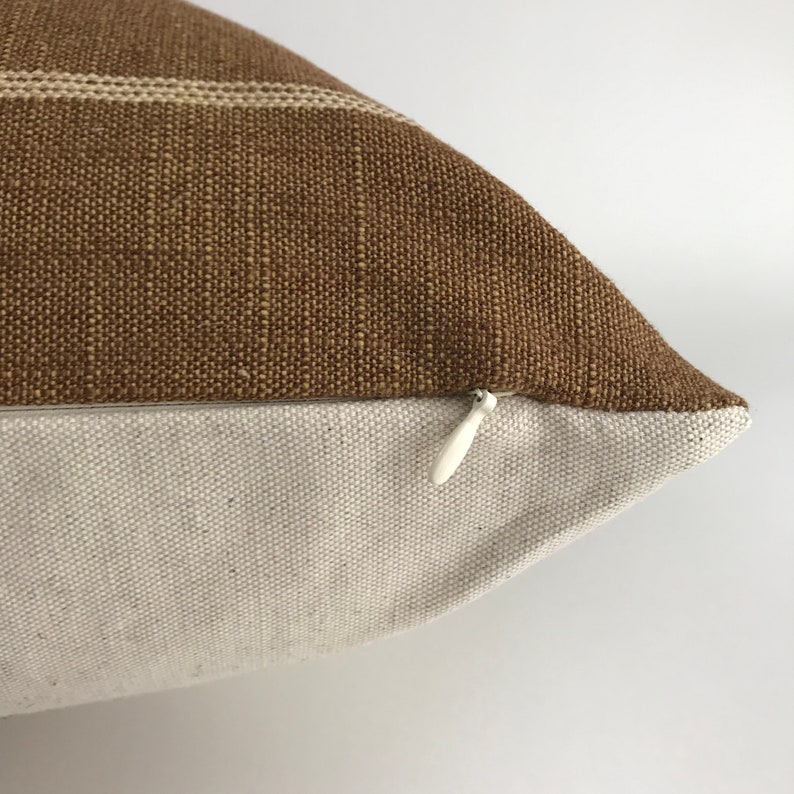 Rust Farmhouse Stripe Pillow Cover Designer Pillow No4068 Etsy