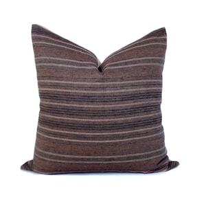 Textured Linen Pillow Cover: Berry Purple with Pink Stripe, Clay McLaurin Design