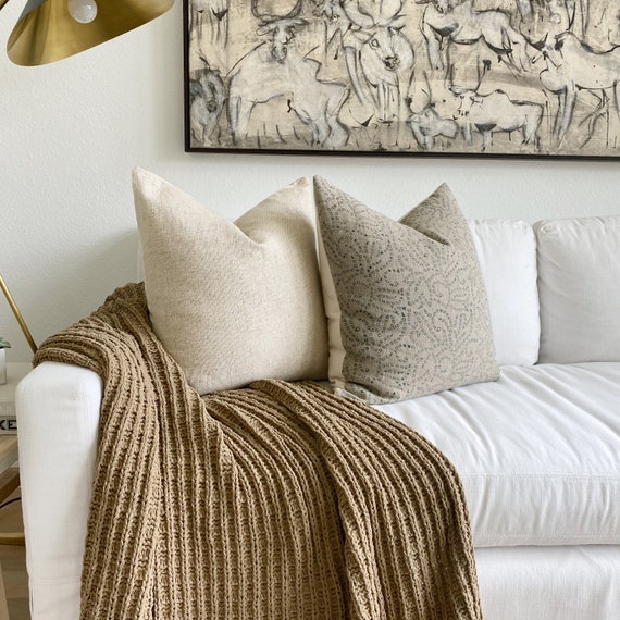 Sandy Beige Textured Throw Pillow Sandy Beige Textured Throw Pillow