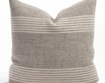 Neutral Brown and Tan Stripe Pillow Cover Stefanie Stripe Pillow Cover Cushion Covers Cozy Soft Modern Pillows