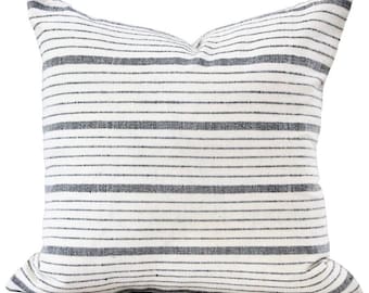 Kufri Cusco Stripe Pillow Cover in Natural | Black White Gray Striped Pillow | Farmhouse Pillow | Designer Pillow | Decorative Pillows