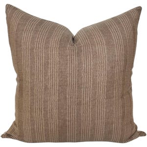 Boho Striped Cotton Pillow Cover: Beige Brown Farmhouse Throw