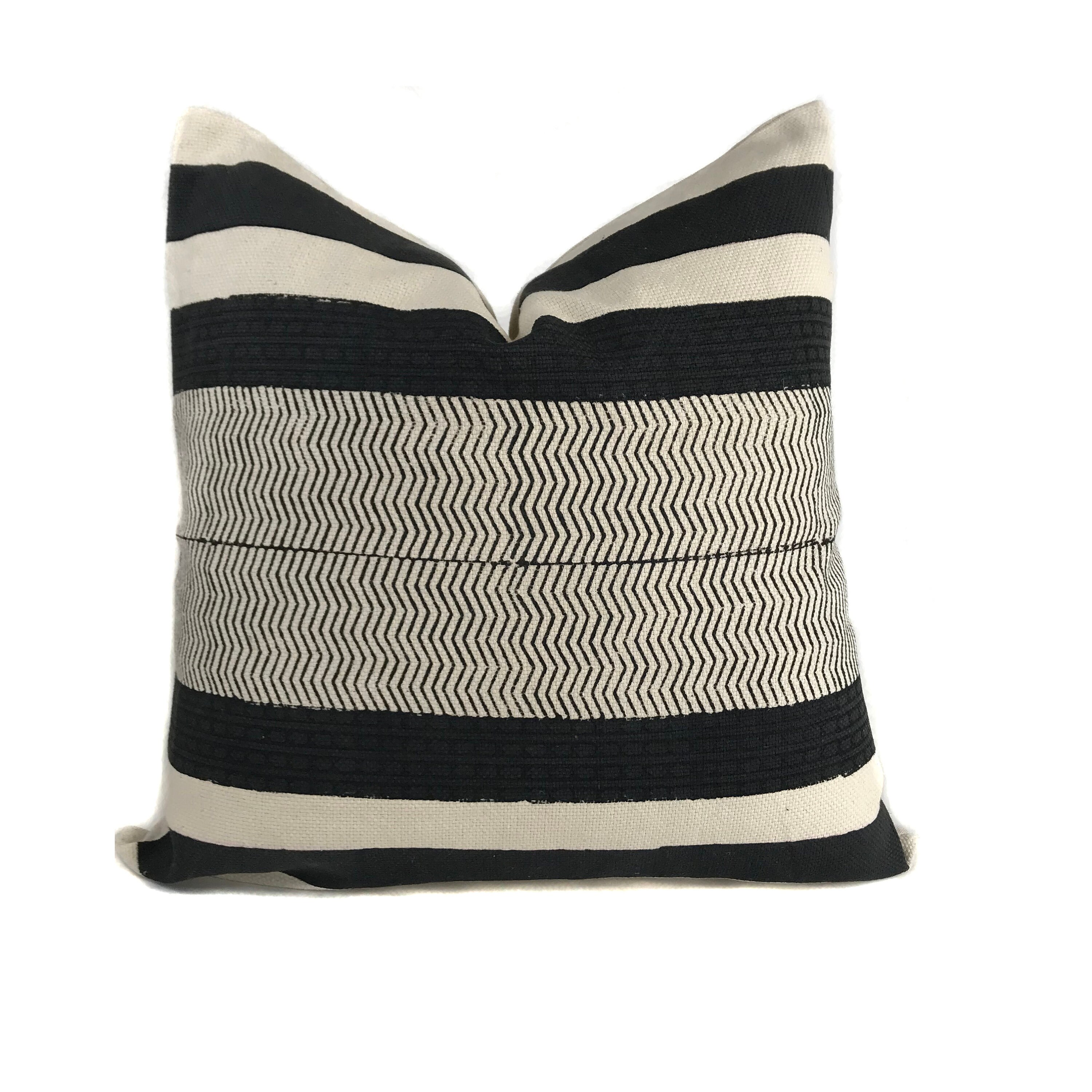 Black and Cream Stripe Pillow Cover Designer Pillow Etsy
