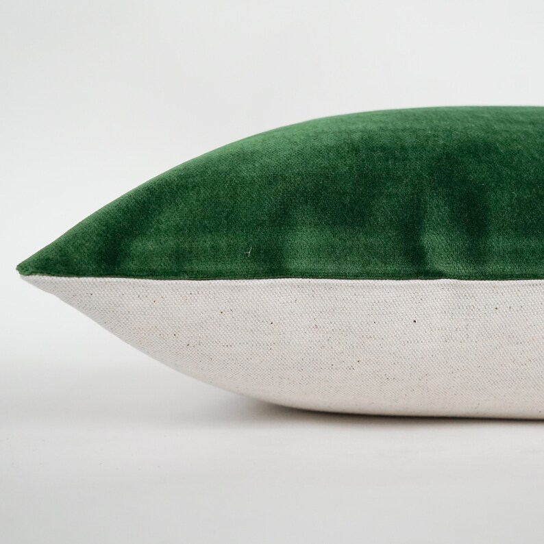 Green Velvet Pillow Velvet Lumbar No454 Throw Pillows Etsy