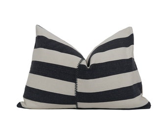 Tivoli Designer Pillow Cover Pillow | Black and White Throw Pillow | Stripes | High End Pillow Cover | NoZKDH