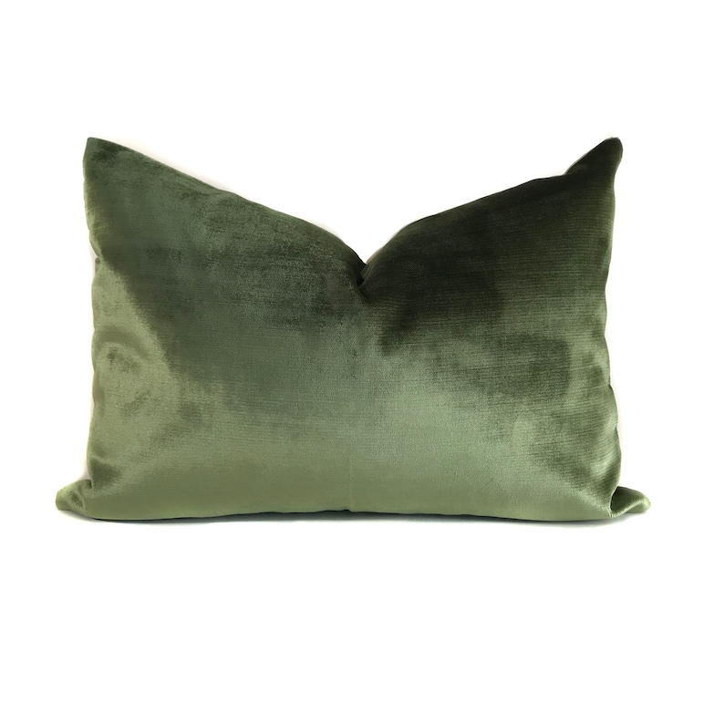 Olive Green Velvet Pillow Velvet Lumbar No454x | Etsy