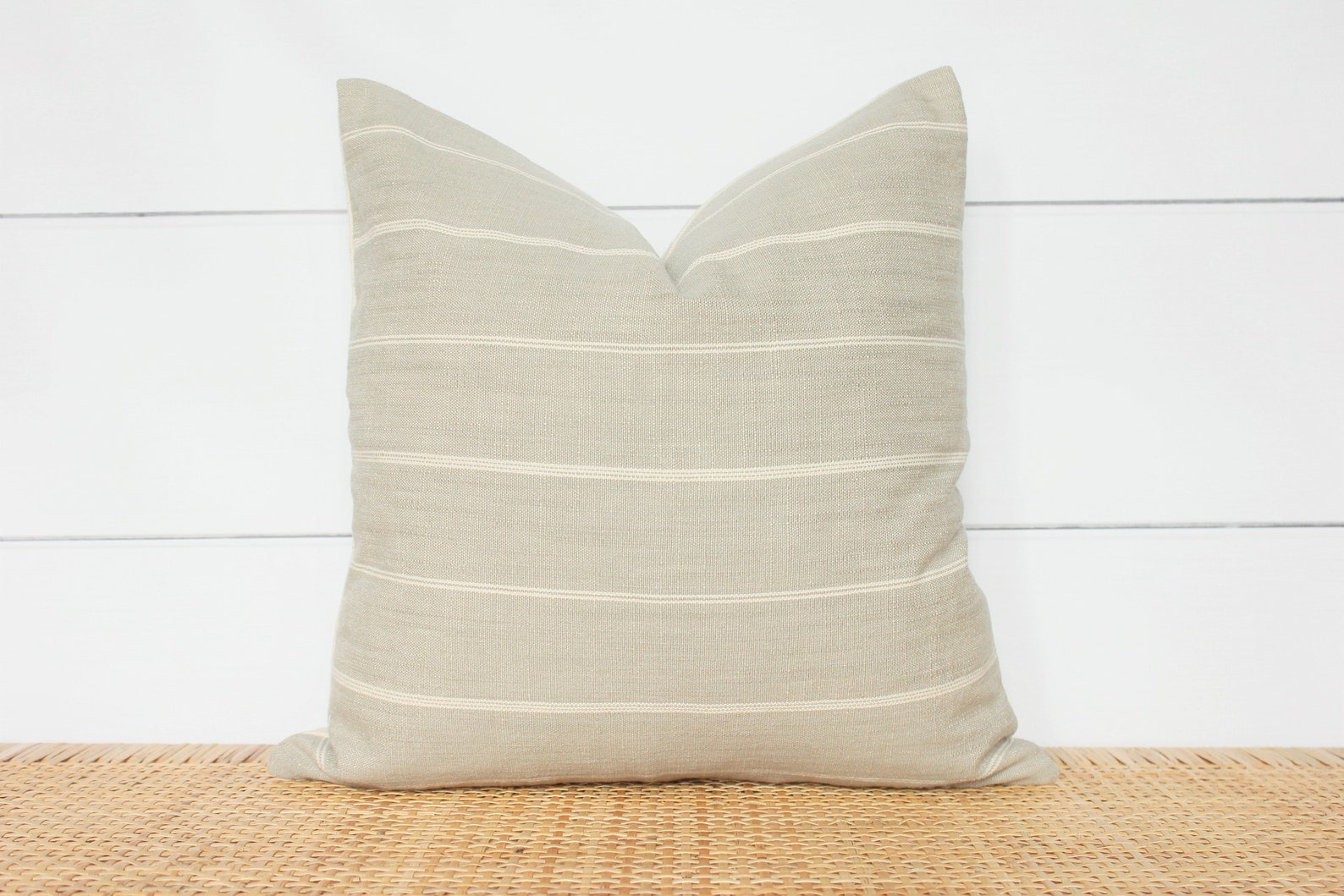Grey and Cream Stripe Pillow Cover Farmhouse Pillow No315 Etsy