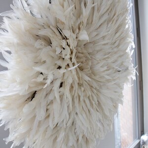 White Feather Juju Hat 31 Large Cream Juju Hat African Juju Wall Art Feather Art image 2