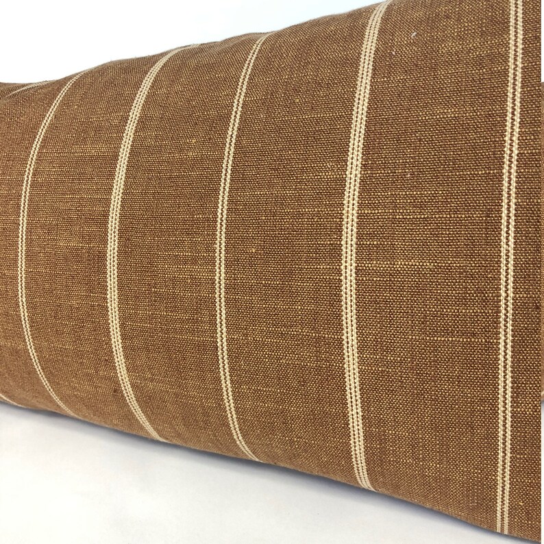 Rust Farmhouse Stripe Pillow Cover Designer Pillow No4068 Etsy