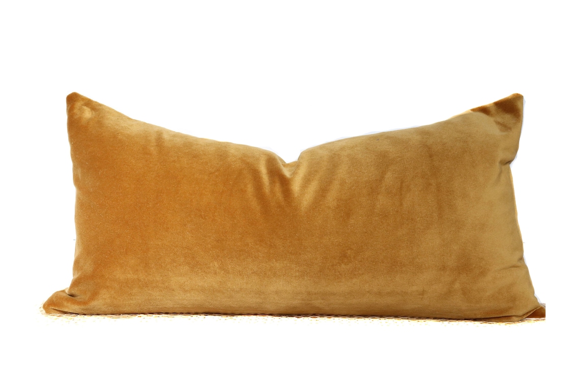 Gold Velvet Pillow Velvet Lumbar 12x24 No8004 Etsy
