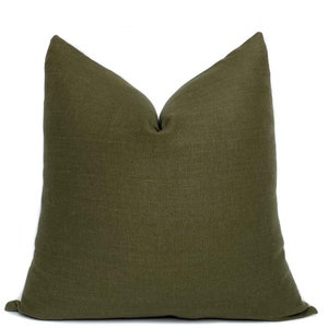 Moss Green Linen Pillow Cover: Minimalist Home Decor