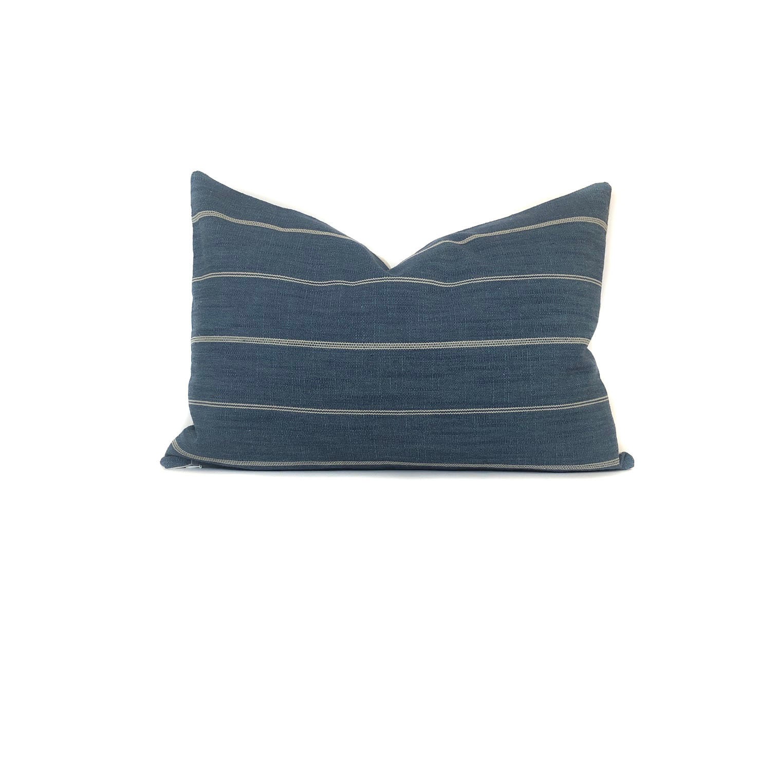 Blue and Cream Stripe Pillow Cover Designer Pillow Modern | Etsy