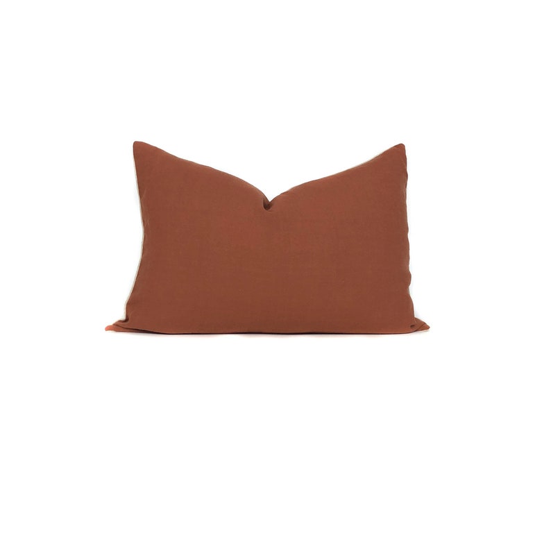 Terracotta Pillow Cover Rust 100 Linen Modern Farmhouse Etsy