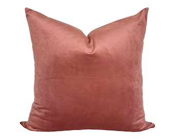Dusty Rose Velvet Pillow Cover: Blush Pink, Linen Blend Back
