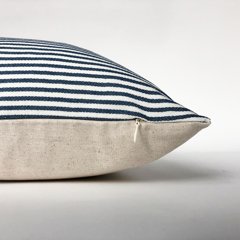 Blue and White Ticking Stripe Pillow Cover Striped Pillow Etsy