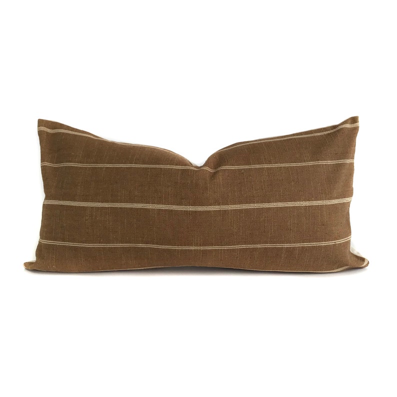 Rust Farmhouse Stripe Pillow Cover Designer Pillow No4068 Etsy