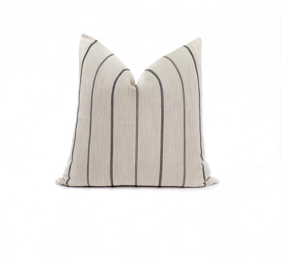 Cream and Brown Stripe Pillow Cover Designer Pillow Farmhouse Pillow Decorative Pillows Throw Pillows One Affirmation Etsy Canada